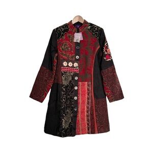 INDIKKA NWT antique jacquard embroidered patchwork jacket in Multi Size L